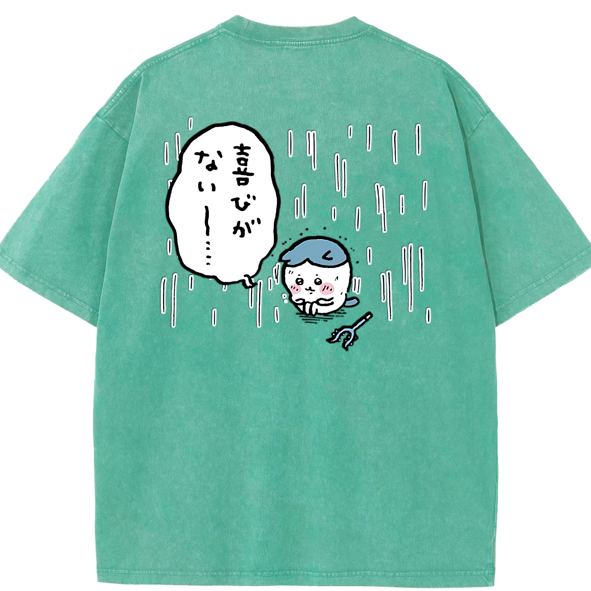 （画像用） ちいかわ ハチワレ Chii-kawa hachiware 綿100% ヴィンテージ風 半袖Tシャツ（背面プリント）